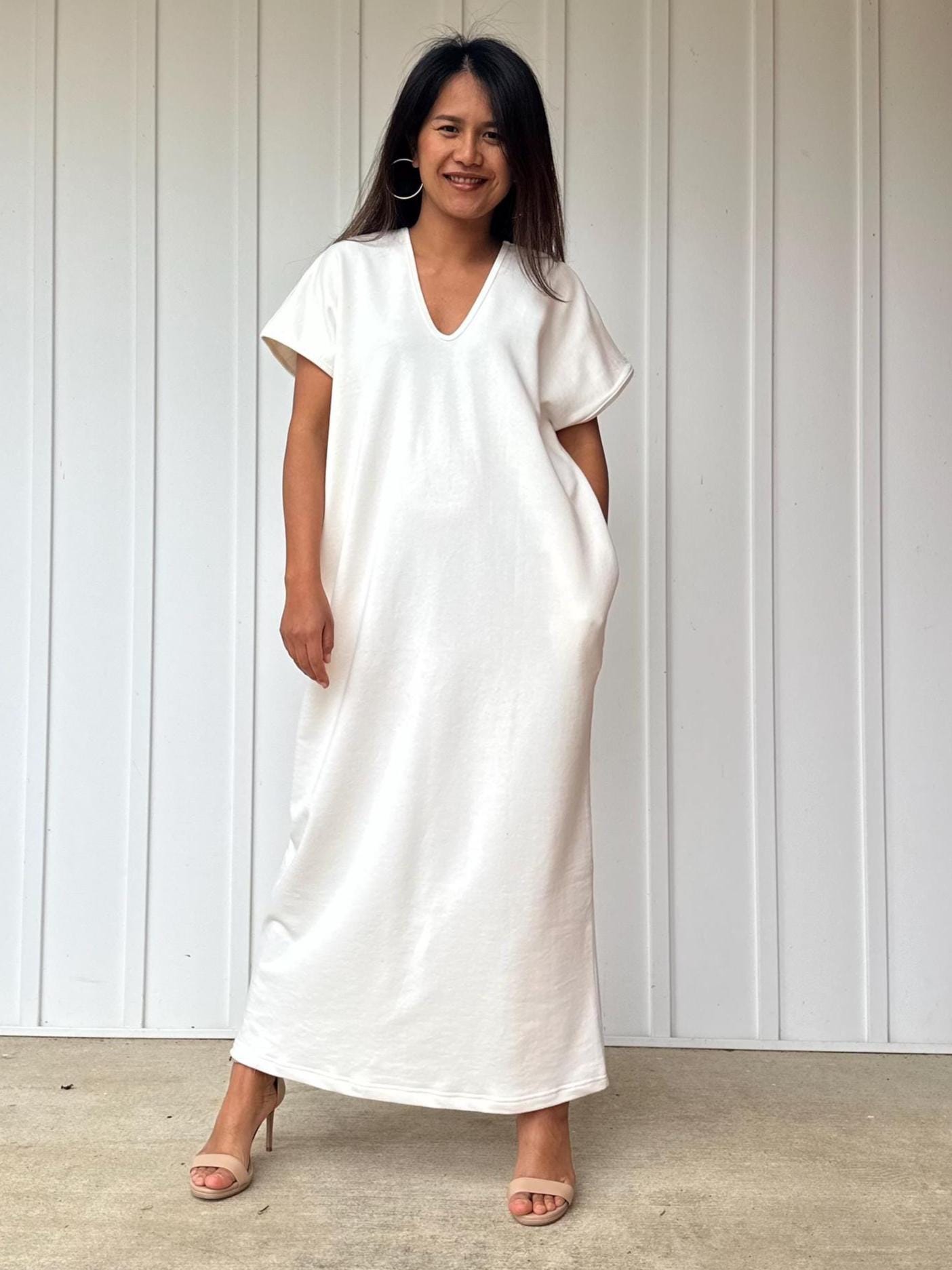 Mala Handworks Alisa Petite Cotton Kaftan in White