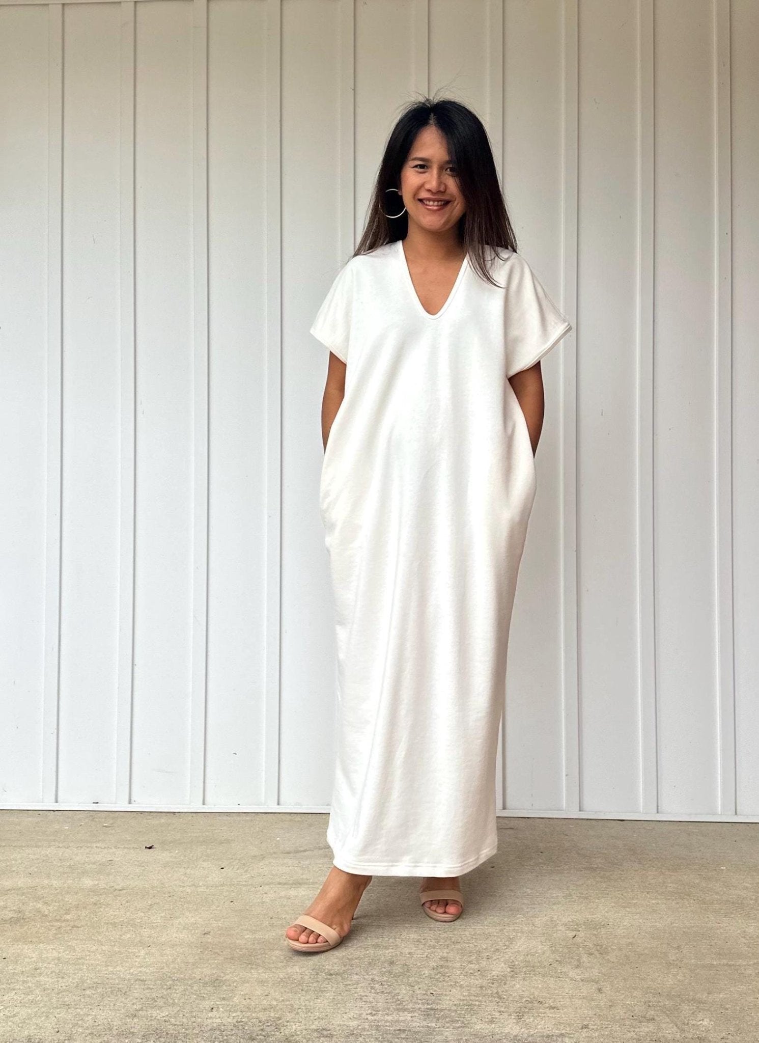 Mala Handworks Alisa Petite Cotton Kaftan in White