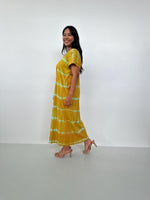 Mala Handworks Alisa Petite Cotton Kaftan in Yellow Tie Dye