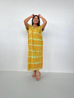 Mala Handworks Alisa Petite Cotton Kaftan in Yellow Tie Dye
