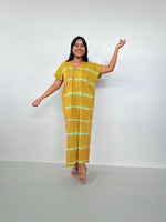 Mala Handworks Alisa Petite Cotton Kaftan in Yellow Tie Dye