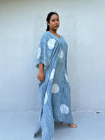 Mala Handworks Amina Hand-Painted Kaftan - Mist Polka Dot Pattern