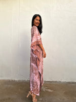 Mala Handworks Amina Hand-Painted Kaftan - Peach Abstract Pattern