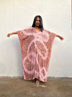 Mala Handworks Amina Hand-Painted Kaftan - Peach Abstract Pattern