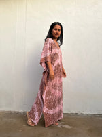 Mala Handworks Amina Hand-Painted Kaftan - Peach Abstract Pattern