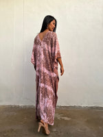 Mala Handworks Amina Hand-Painted Kaftan - Peach Abstract Pattern