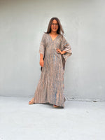 Mala Handworks Amina Hand-Painted Kaftan - Tan Abstract Pattern