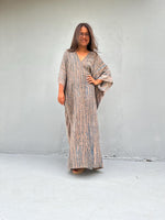Mala Handworks Amina Hand-Painted Kaftan - Tan Abstract Pattern