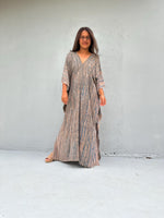 Mala Handworks Amina Hand-Painted Kaftan - Tan Abstract Pattern