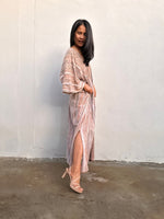 Mala Handworks Amina Hand-Painted Kaftan - Tan Striped Pattern