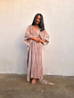 Mala Handworks Amina Hand-Painted Kaftan - Tan Striped Pattern
