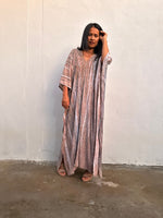 Mala Handworks Amina Hand-Painted Kaftan - Tan Striped Pattern