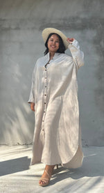 MALA handworks  Aura Double Gauze Cotton Maxi Shirt Dress in Beige