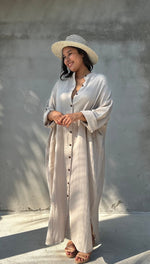 MALA handworks  Aura Double Gauze Cotton Maxi Shirt Dress in Beige