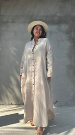 MALA handworks  Aura Double Gauze Cotton Maxi Shirt Dress in Beige