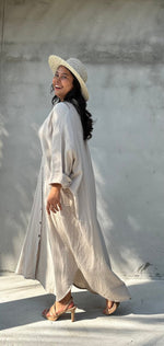 MALA handworks  Aura Double Gauze Cotton Maxi Shirt Dress in Beige