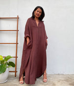 MALA handworks Aura Double Gauze Cotton Shirt Dress in Brown