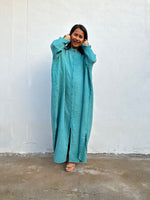 MALA handworks  Aura Double Gauze Cotton Maxi Shirt Dress in Turquoise