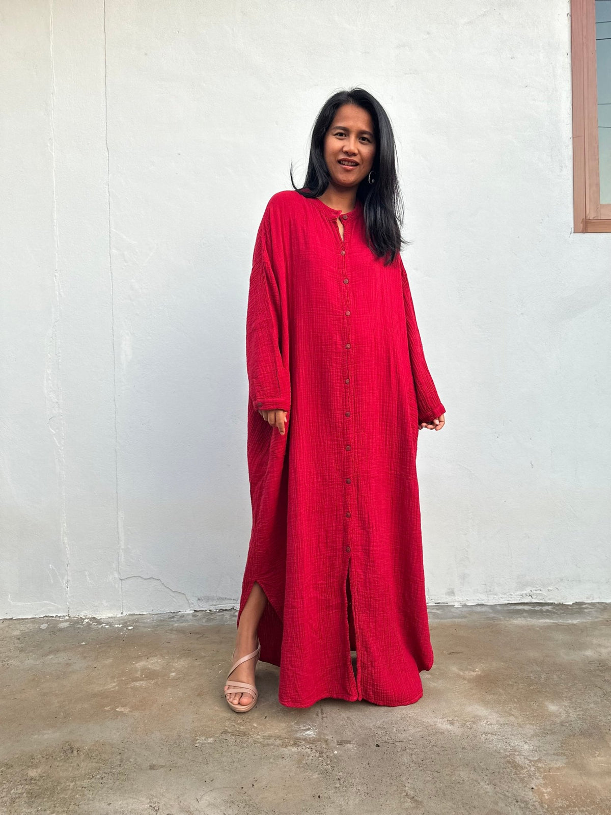 MALA handworks Aura Double Gauze Cotton Shirt Dress in PL-8