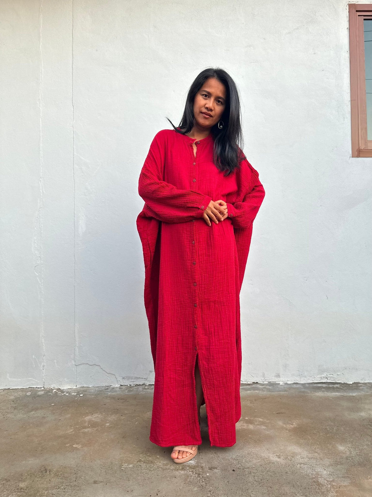 MALA handworks Aura Double Gauze Cotton Shirt Dress in PL-8