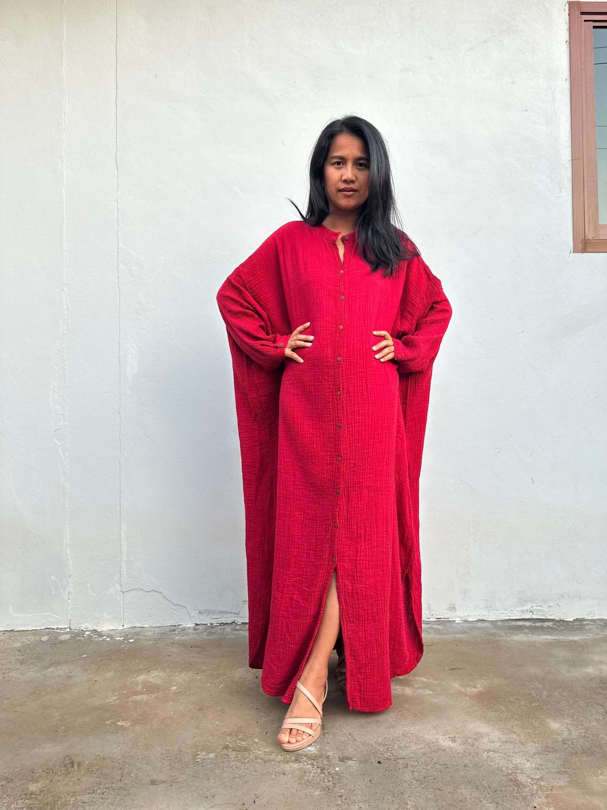 MALA handworks Aura Double Gauze Cotton Shirt Dress in PL-8