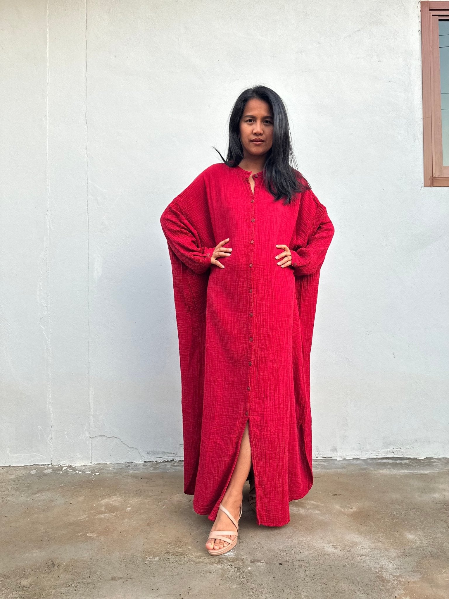 MALA handworks Aura Double Gauze Cotton Shirt Dress in PL-8