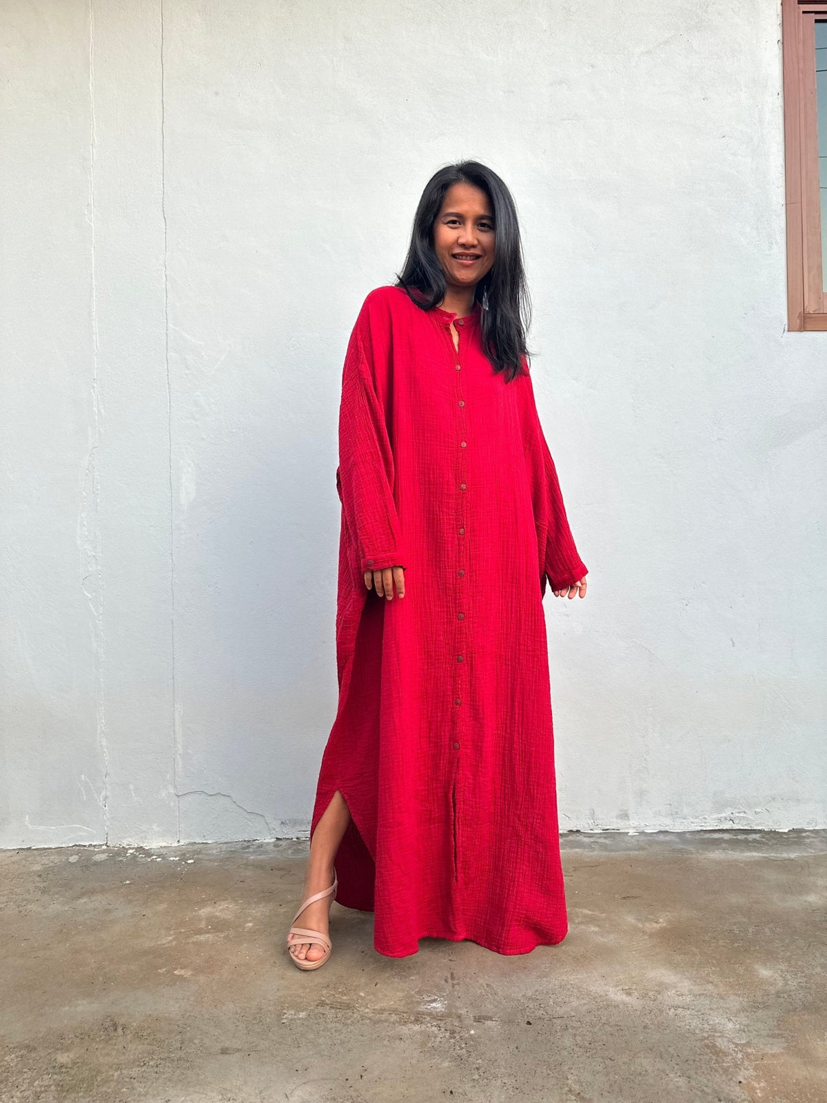 MALA handworks Aura Double Gauze Cotton Shirt Dress in PL-8