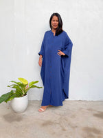 MALA handworks Aura Double Gauze Cotton Shirt Dress in Sapphire Blue 4