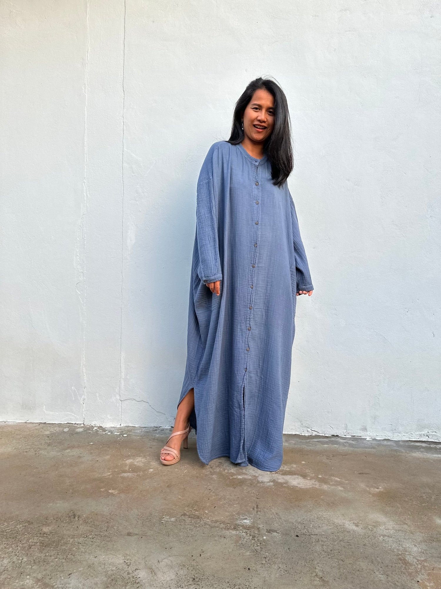 MALA handworks Aura Double Gauze Cotton Shirt Dress in PL-9