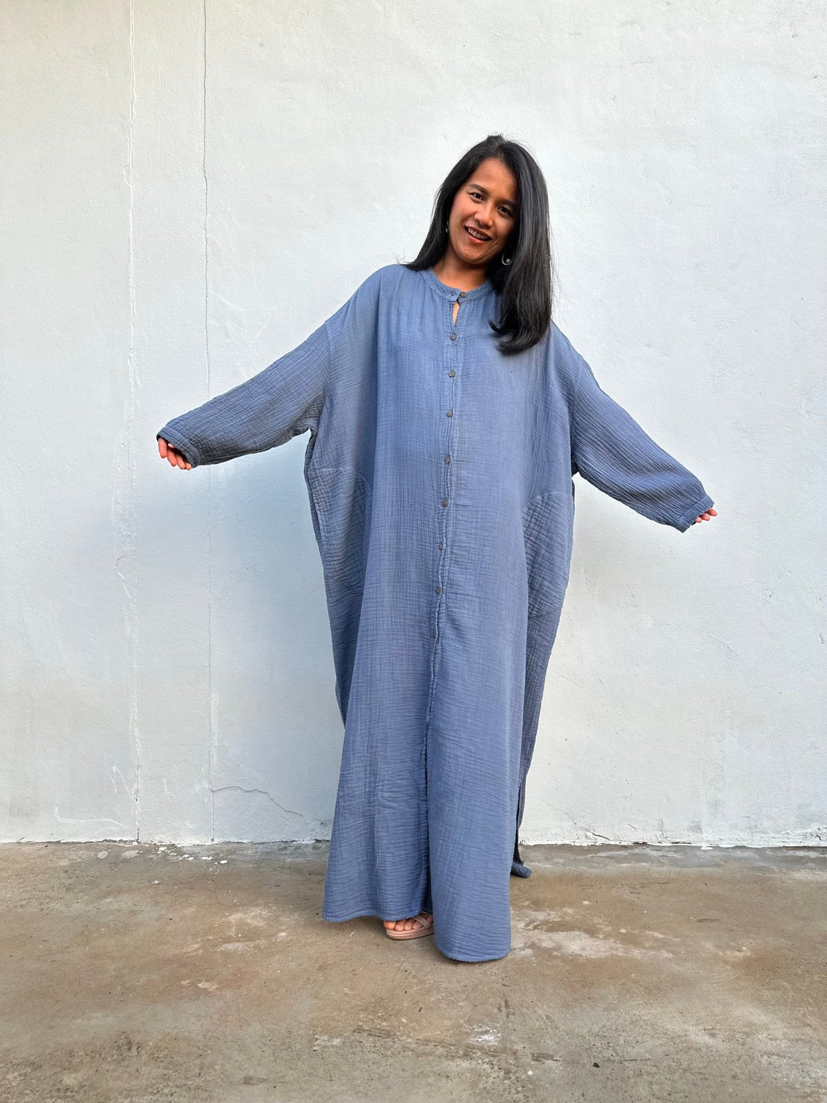 MALA handworks Aura Double Gauze Cotton Shirt Dress in PL-9