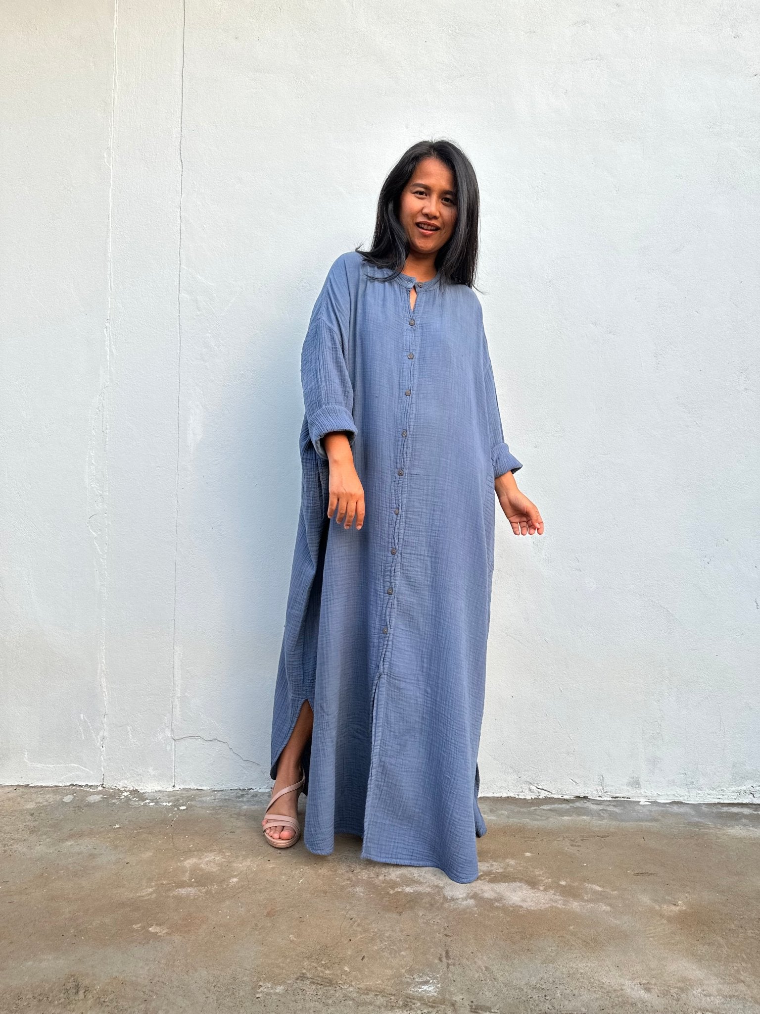 MALA handworks Aura Double Gauze Cotton Shirt Dress in PL-9