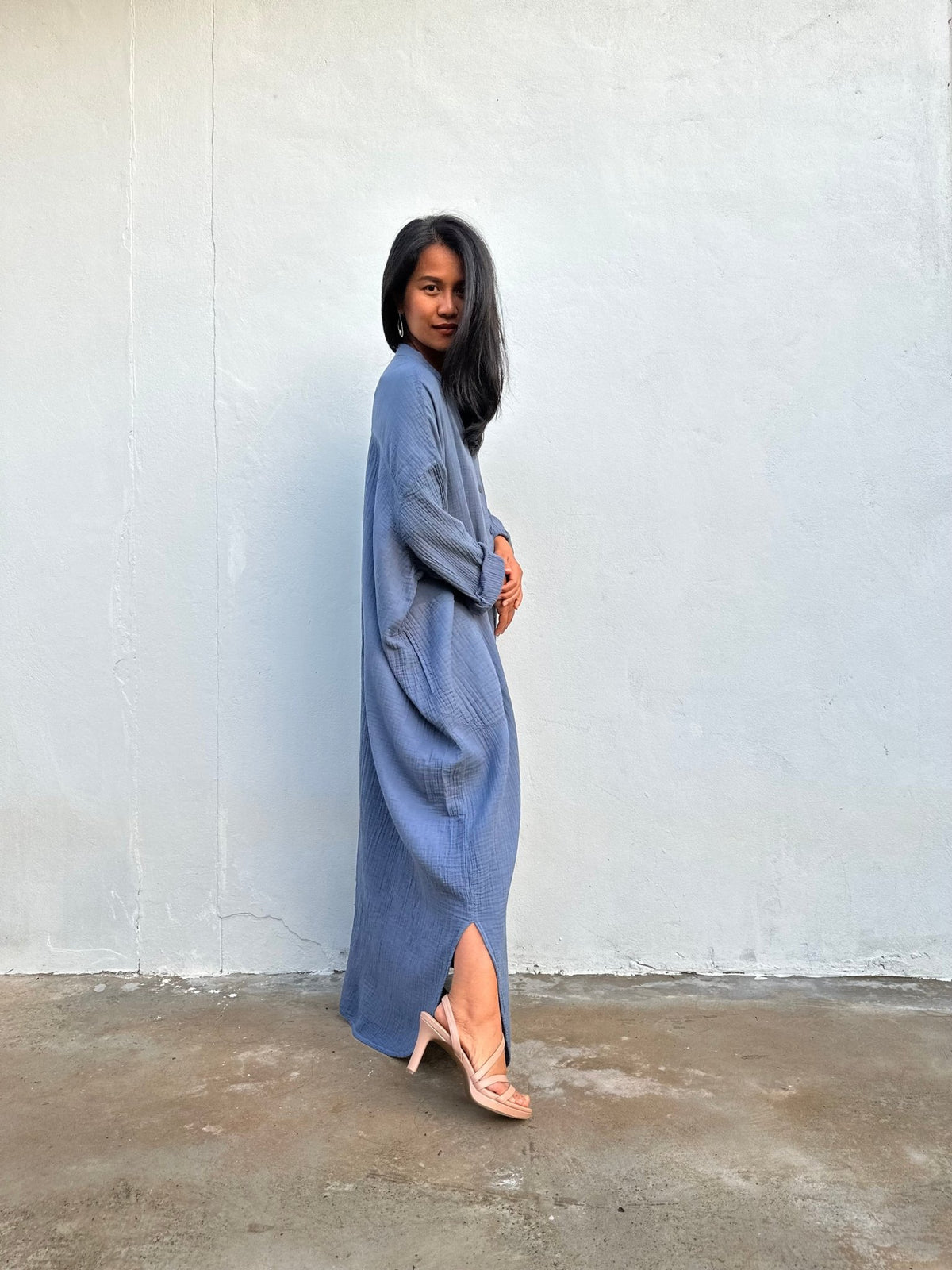 MALA handworks Aura Double Gauze Cotton Shirt Dress in PL-9