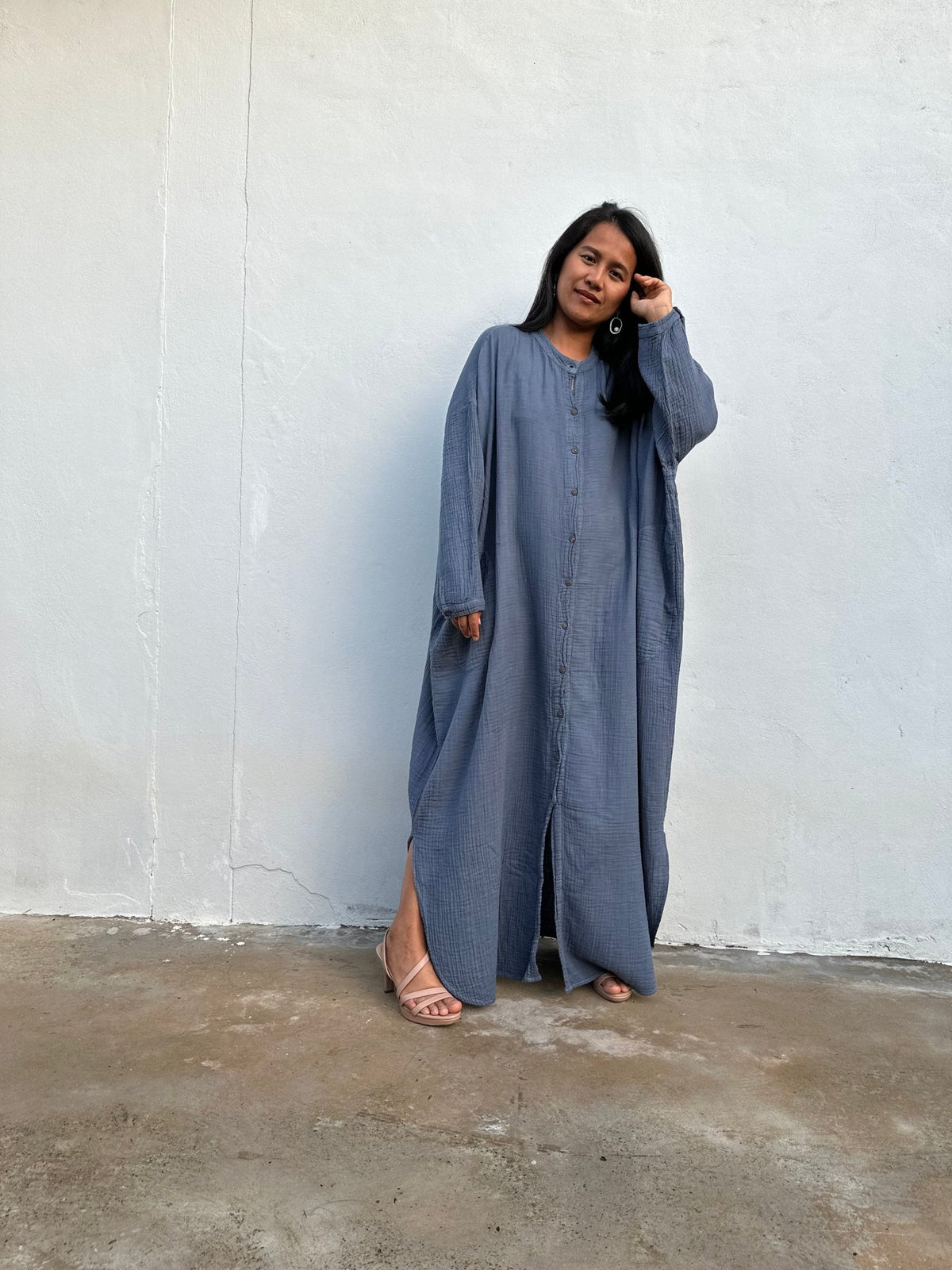 MALA handworks Aura Double Gauze Cotton Shirt Dress in PL-9