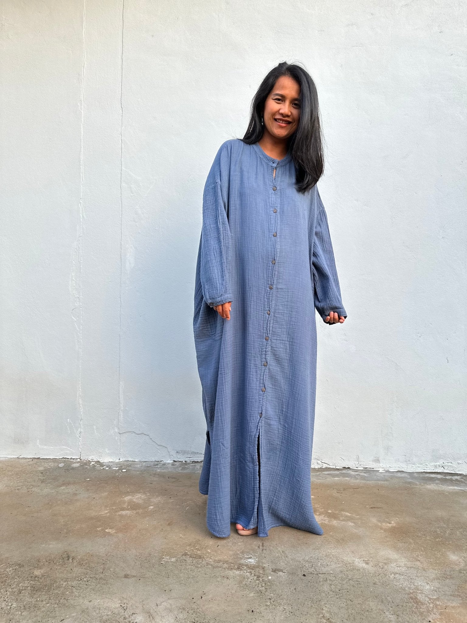 MALA handworks Aura Double Gauze Cotton Shirt Dress in PL-9