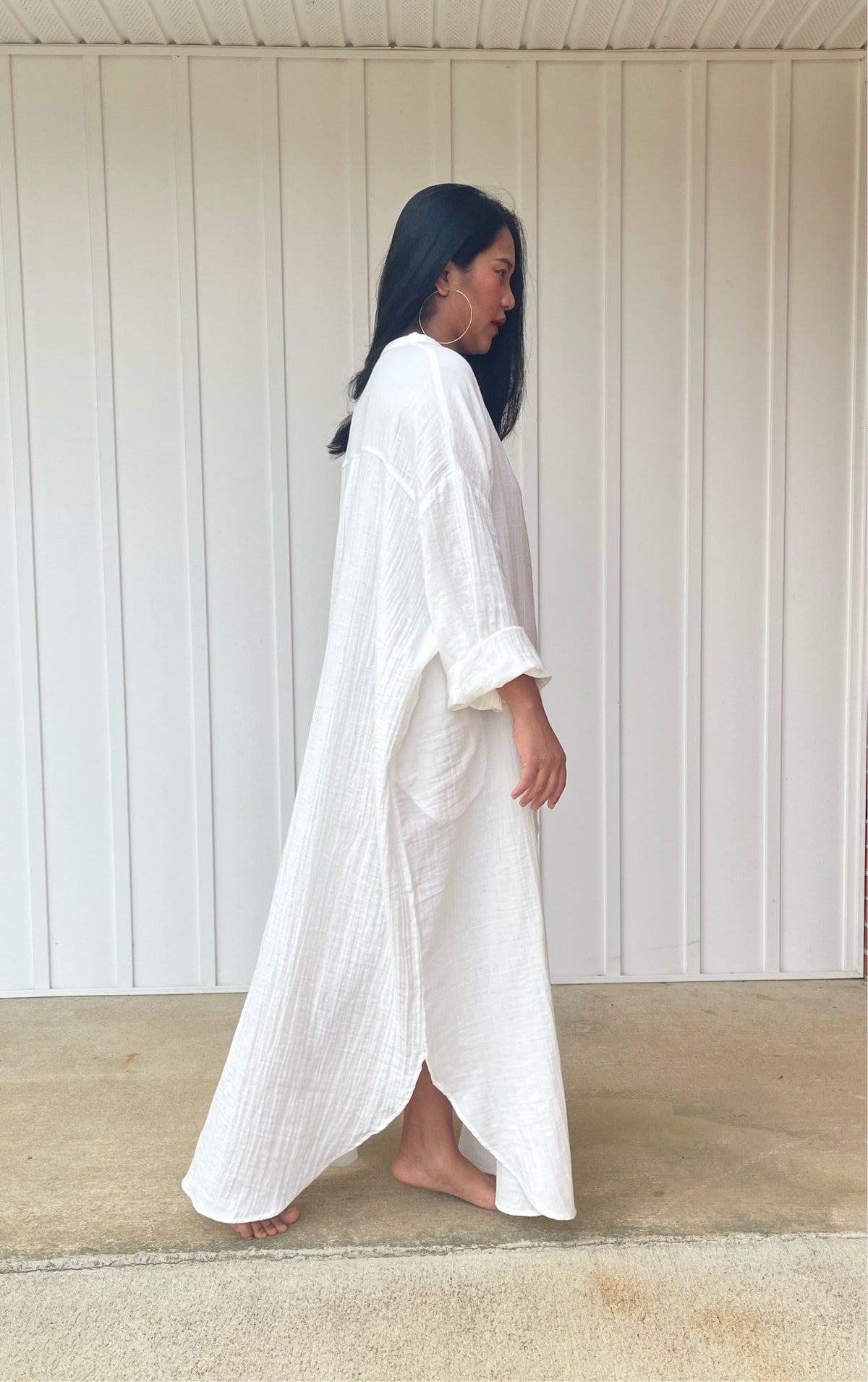 MALA handworks Aura Double Gauze Cotton Shirt Dress in White