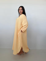 Aura Maxi Cotton Shirtd Dress in Butter Yellow - Mala Handworks