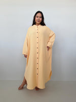 Aura Maxi Cotton Shirtd Dress in Butter Yellow - Mala Handworks