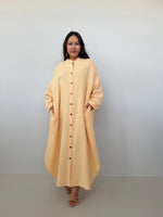 Aura Maxi Cotton Shirtd Dress in Butter Yellow - Mala Handworks