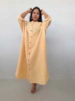 Aura Maxi Cotton Shirtd Dress in Butter Yellow - Mala Handworks