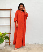 MALA handworks Aura Orange Double Gauze Cotton Shirt Dress in Orange