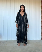 MALA handworks Bella Midi Kaftan in Black and off White with front Button