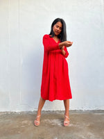 Mala Handworks Bree Double Gauze Cotton Dress in Flame