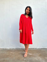 Mala Handworks Bree Double Gauze Cotton Dress in Flame