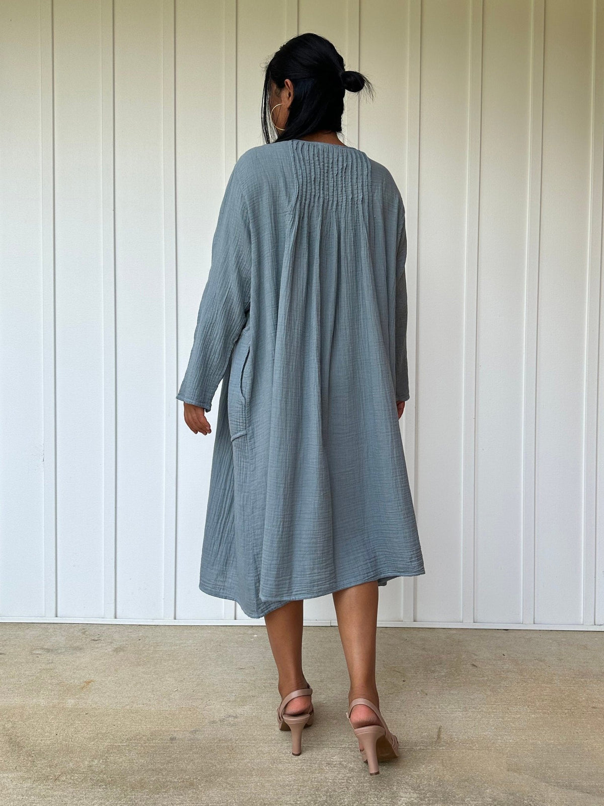 Mala Handworks Bree Double Gauze Cotton Dress in Sage