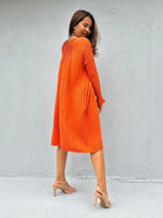 Mala Handworks Bree Double Gauze Cotton Dress in Tangerine