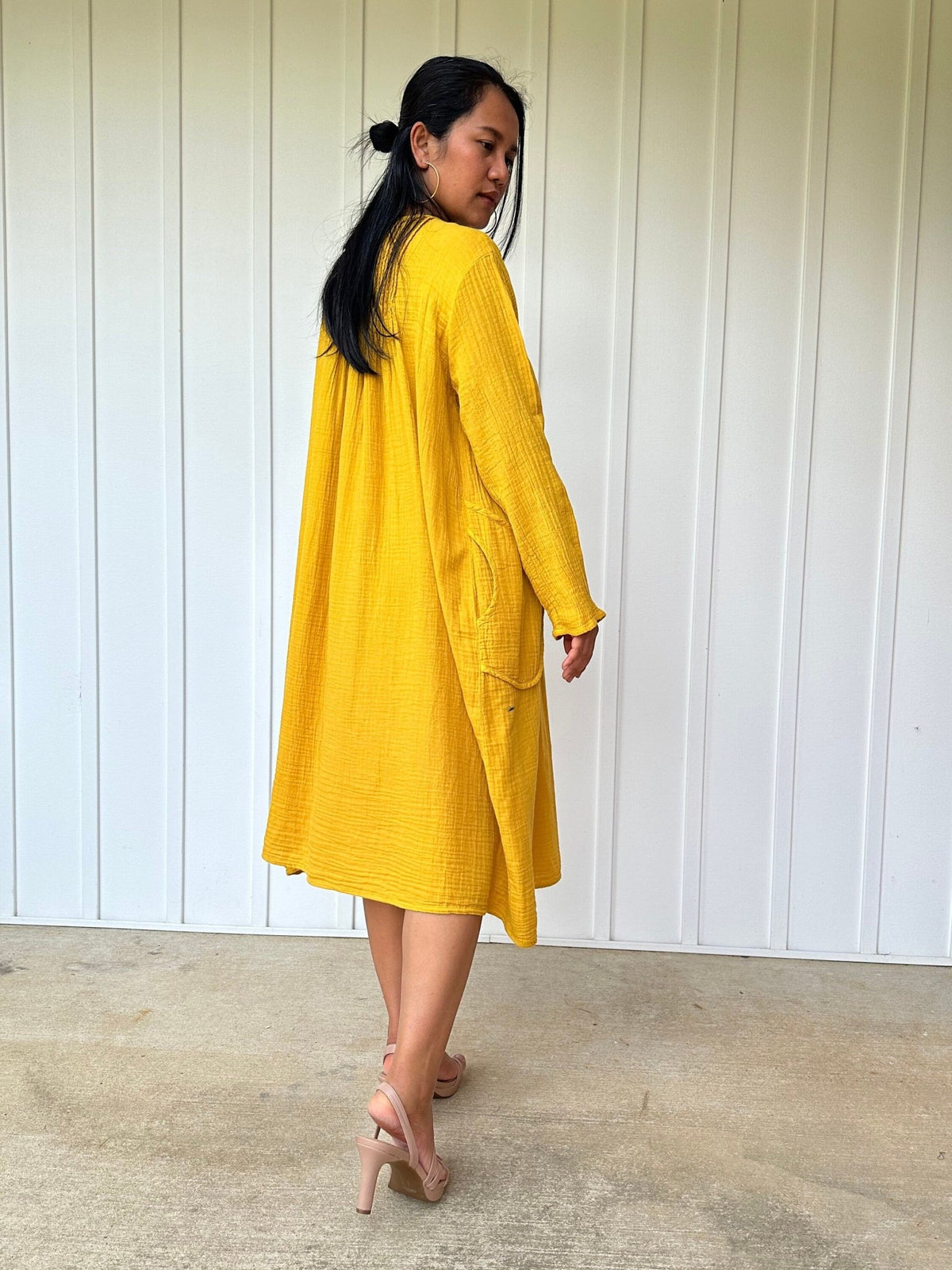 Mala Handworks Bree Double Gauze Cotton Dress in Turmeric