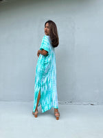 Mala Handworks Callie Petite Kaftan in Aqua Tie Dye