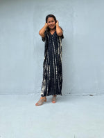 Mala Handworks Callie Petite Kaftan in Black Tie Dye