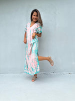 Mala Handworks Callie Petite Kaftan in Bubblegum and Aqua Tie Dye