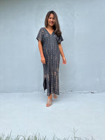 Mala Handworks Callie Petite Kaftan in Gray Tie Dye